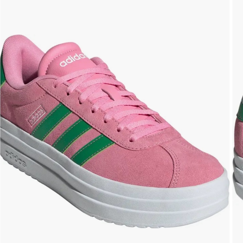 Adidas Women's Pink and Green Sneakers